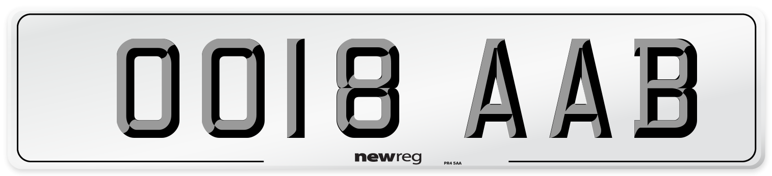 OO18 AAB Number Plate from New Reg